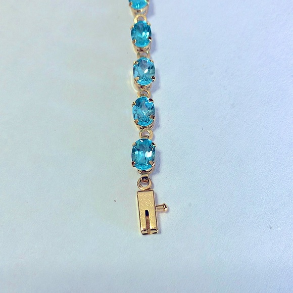 Natural Swiss blue topaz, tennis bracelet - Picture 4 of 7